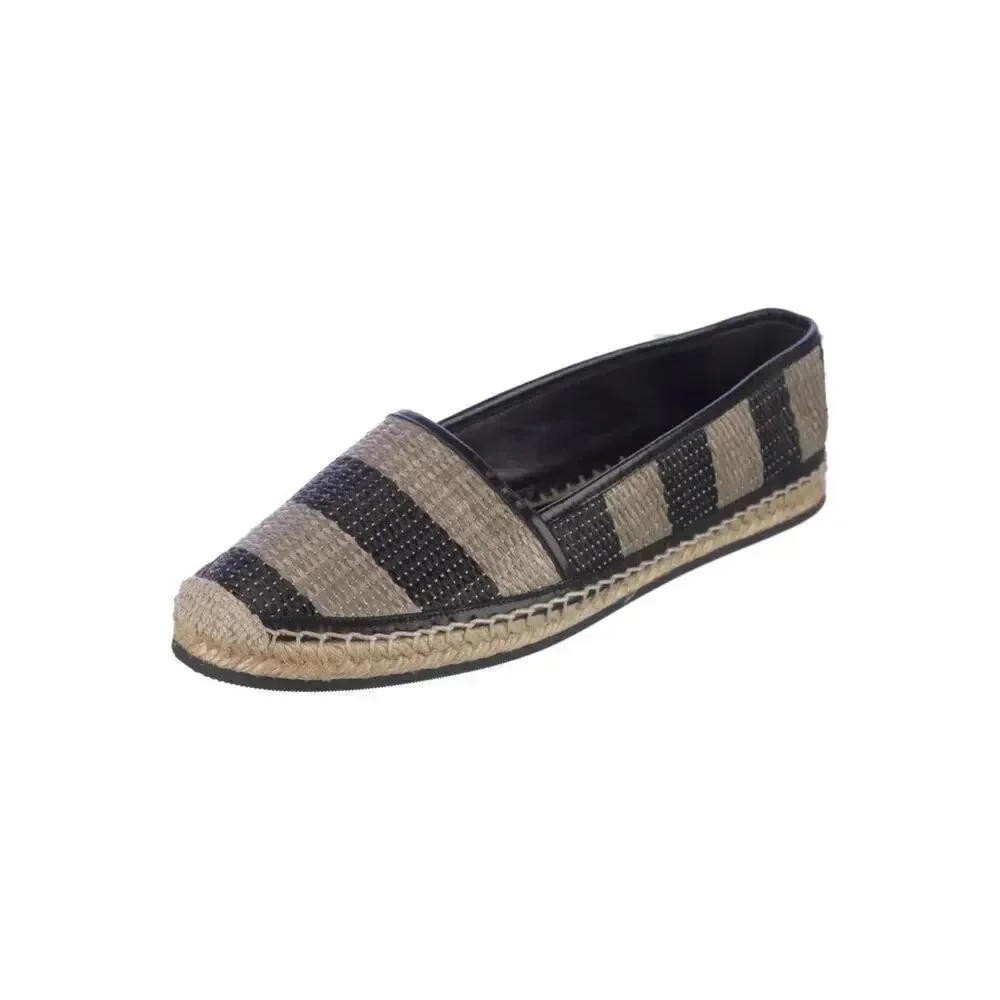 Burberry Two Tone Striped Raffia Hodgeson Espadrilles Size 37 US 6.5